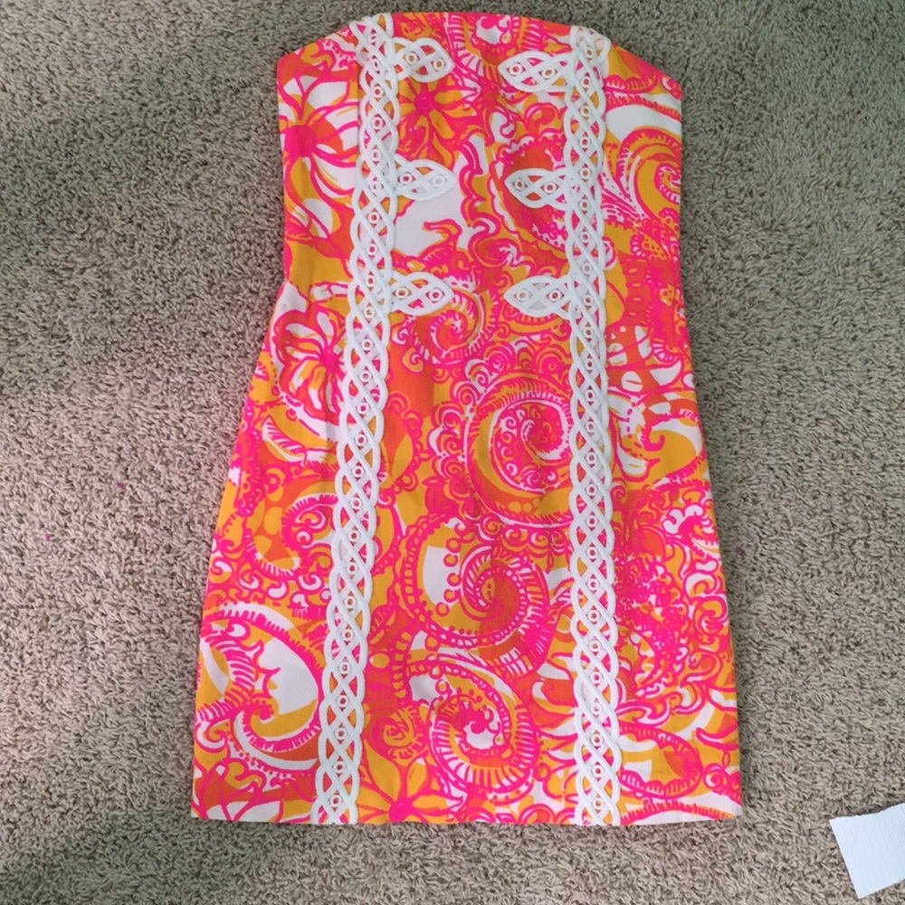 Bright Lilly Pulitzer strapless dress